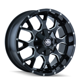 compare product Mayhem 8015 Warrior 17x9 / 5x127 BP / -12mm Offset / 87mm Hub Black w/ Milled Spokes Wheel