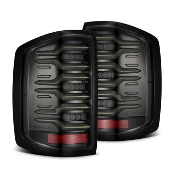 compare product AlphaRex 14-18 Chevy Silverado 1500 Luxx-Series LED Tail Lights Alpha-Black w/Activ Light/Seq Signal