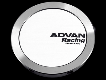 compare product Advan 73mm Full Flat Center Cap - White/Silver Alumite