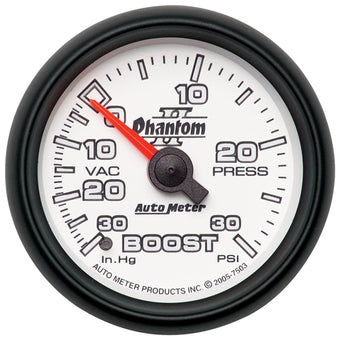compare product Autometer Phantom II 52.4mm Mechanical Vacuum / Boost Gauge 30 In. HG/30 PSI