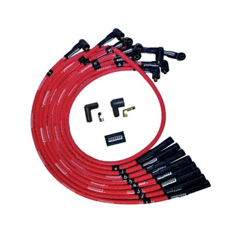 compare product Moroso BBC Over Valve Cover Str Plug Boots Non-HEI Sleeved Ultra Spark Plug Wire Set - Red