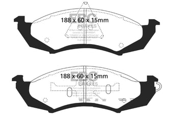 compare product EBC 89-91 Ford Thunderbird 3.8 Redstuff Front Brake Pads