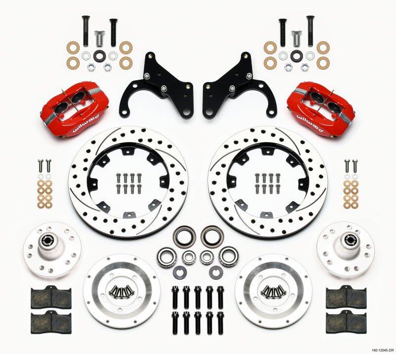 Wilwood Forged Dynalite Front Kit 12.19in Drilled Red 69 - 70 Impala Drum/Disc 69 - 82 Vette - My Store