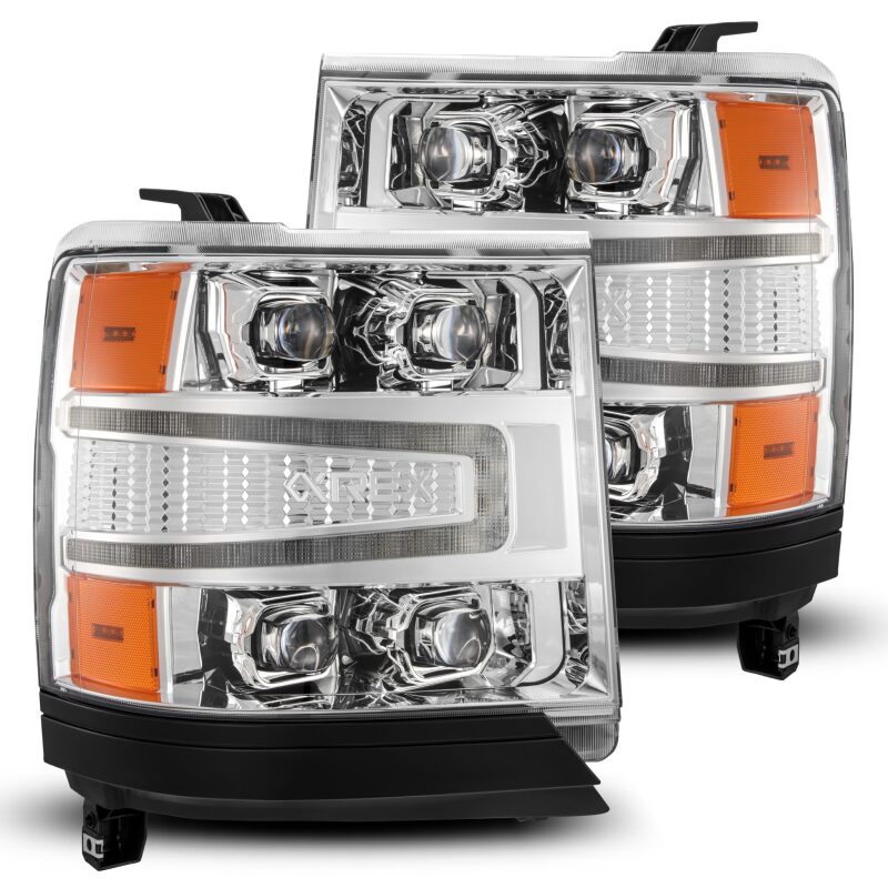 AlphaRex 16 - 18 Chevy 1500HD NOVA - Series LED Proj Headlights Chrm w/Actv Lgt/SeqSig & DRL(Req 810023) - My Store