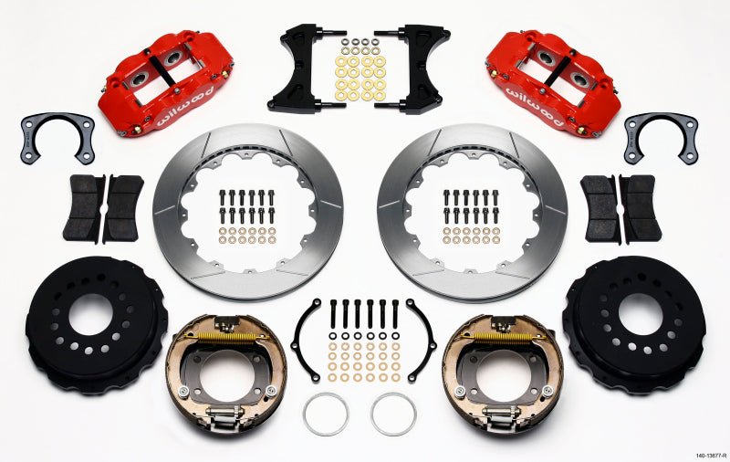 Wilwood Narrow Superlite 4R Rear P - Brk Kit 12.88in Red Big Ford New Style 2.50in Off Stag Mount - My Store