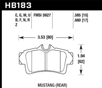 compare product Hawk 2001-2001 Ford Mustang Bullitt 4.6 HPS 5.0 Rear Brake Pads