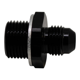compare product DeatschWerks 6AN Male Flare to M18 X 1.5 Male Metric Adapter (Incl Washer) - Anodized Matte Black