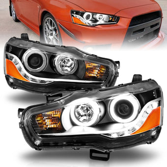 compare product ANZO 2008-2015 Mitsubishi Lancer Projector Headlights w/ Halo Black (CCFL)