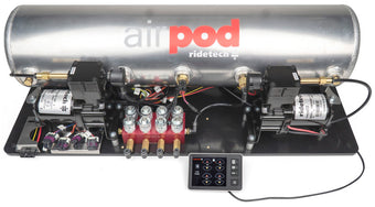 compare product Ridetech RidePro E5 Air Ride Suspension Control System 5 Gallon Dual Compressor AirPod 1/4in Valves