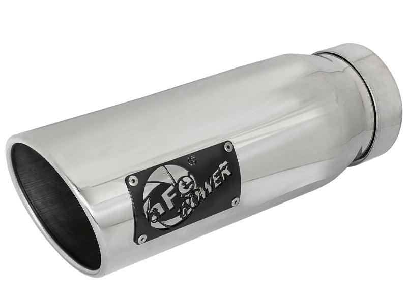 aFe MACH Force - Xp 304 SS Clamp - on Exhaust Tip Polished Left Side 4 IN Inlet x 5 IN Outlet x 12 IN L - My Store