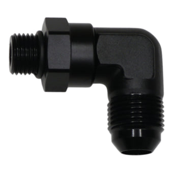 compare product DeatschWerks 6AN ORB Male Swivel to 8AN Male Flare 90-Degree - Anodized Matte Black