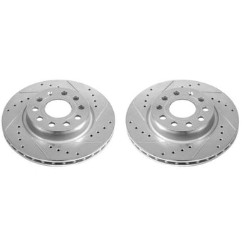compare product Power Stop 2014 Volkswagen Golf Front Evolution Drilled & Slotted Rotors - Pair