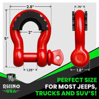 Rhino USA 3/4In D - Ring Shackle Set, Pack Of 2 (Black) - My Store