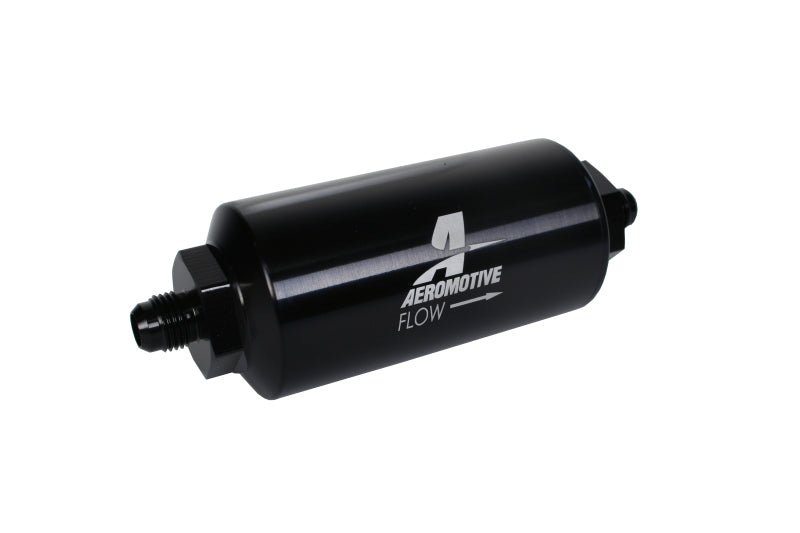 Aeromotive In - Line Filter - (AN - 6 Male) 40 Micron Stainless Mesh Element Bright Dip Black Finish - My Store