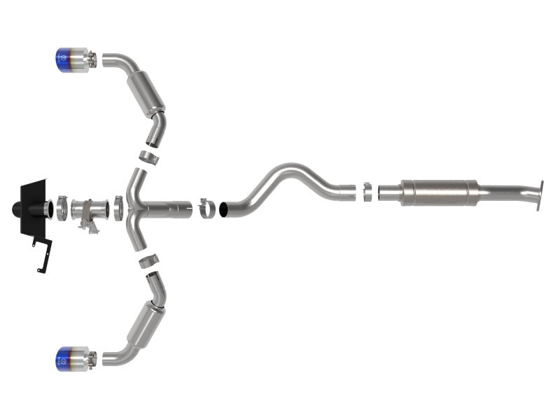 aFe 23 - 24 Toyota GR Corolla L3 1.6L (t) Gemini XV 3in to 2 - 1/2in Cat Back Exhaust w/ Blue Flame Tips - My Store
