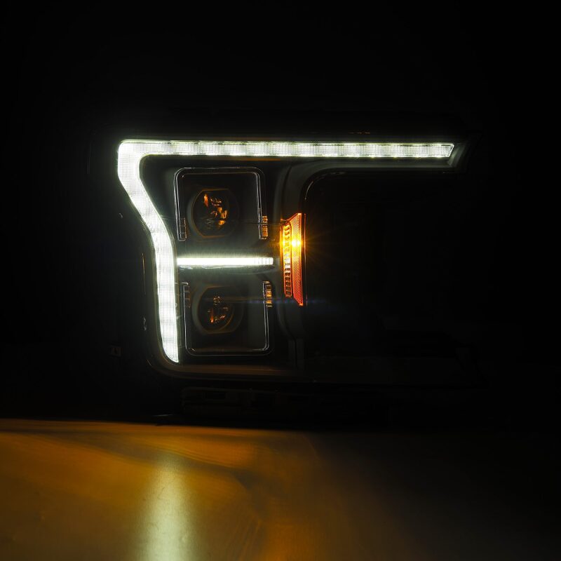 AlphaRex 18 - 20 Ford F - 150 (Req. Conv F150 w/Stock LED) LUXX LED Proj HL Blk Actv Lgt Seq Sig SB DRL - My Store