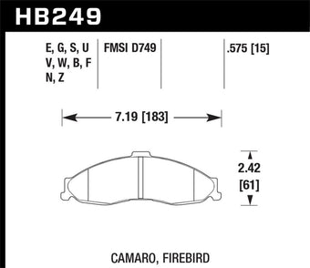 compare product Hawk 1998-2002 Chevrolet Camaro SS 5.7 HPS 5.0 Front Brake Pads