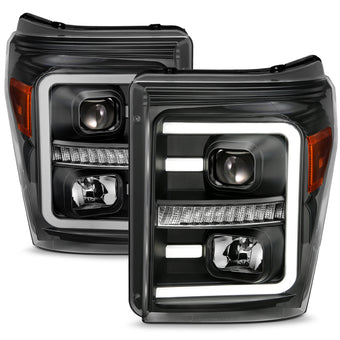 compare product ANZO 2011-2016 Ford F250 Projector Headlights w/ Plank Style Switchback Black w/ Amber