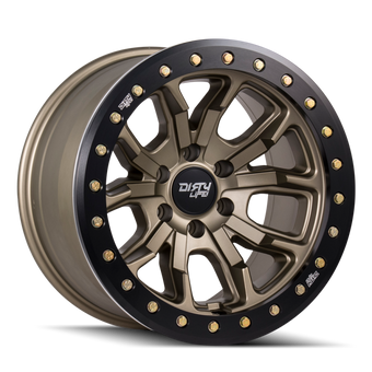 compare product Dirty Life 9303 DT-1 17x9 / 6x139.7 BP / -12mm Offset / 106mm Hub Satin Gold Wheel - Beadlock