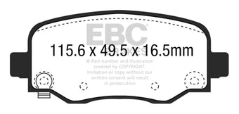 compare product EBC 15+ Chrysler 200 2.4 Yellowstuff Rear Brake Pads