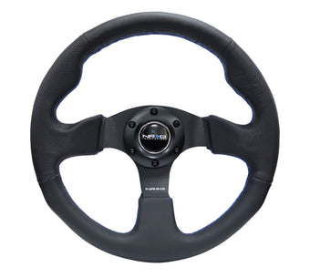 compare product NRG Reinforced Steering Wheel (320mm) Black Leather w/Blue Stitching