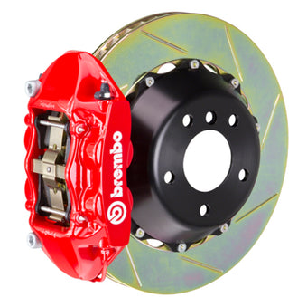 compare product Brembo 15-23 Mustang GT/V6/EcoBoost Rear GT BBK 4 Piston Cast 380x28 2pc Rotor Slotted Type1-Red