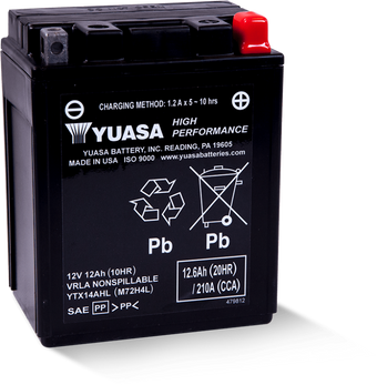 compare product Yuasa YTX14AHL Maintenance Free AGM 12-Volt Battery