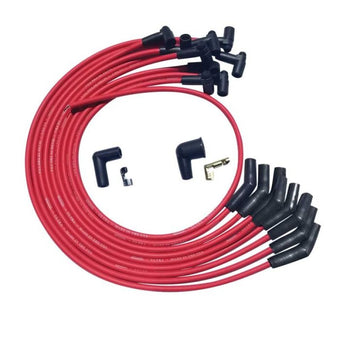 compare product Moroso BBC Over Valve Cover 135 Deg Plug Ends HEI Ultra Spark Plug Wire Set - Red