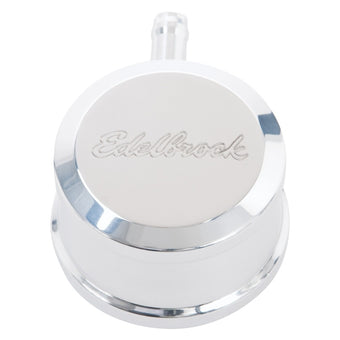 compare product Edelbrock PCV for Valve Cover Aluminum Round Push In w/ 90-Degree Port Breather Look w/ Etched Logo