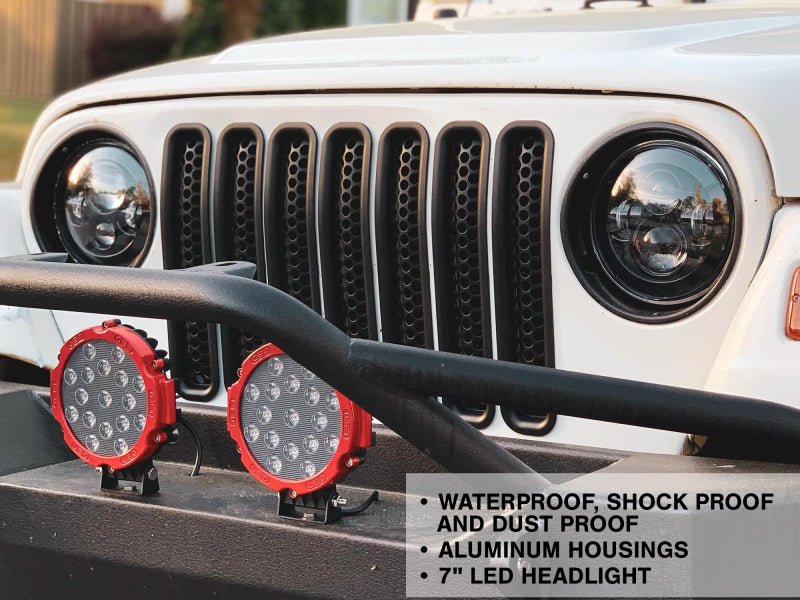 Raxiom 97 - 18 Jeep Wrangler TJ/JK Axial Series LED Daymaker Headlights - Black Housing (Clear Lens) - My Store