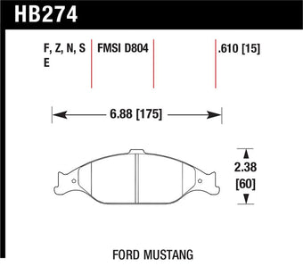 compare product Hawk 96-10 Ford Mustang Blue 9012 Race Front Brake Pads