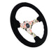 NRG Reinforced Steering Wheel (350mm / 3in. Deep) Blk Suede Floral Dipped w/ Blk Baseball Stitch - My Store