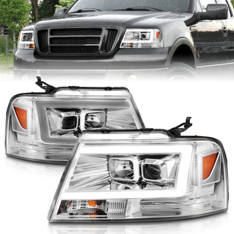 compare product ANZO 2004-2008 Ford  F-150 Projector Headlights w/ Light Bar Chrome Housing