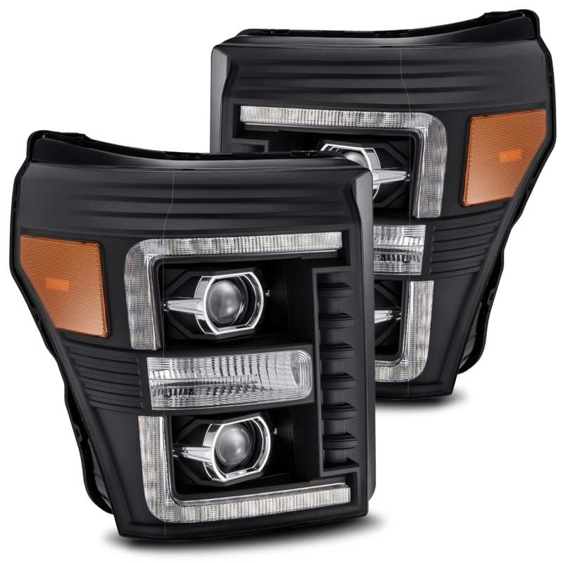 AlphaRex 11 - 16 Ford F - 350 SD LUXX LED Proj Headlights Plank Style Black w/Activ Light/Seq Signal - My Store