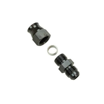 compare product Moroso Aluminum Fitting Adapter 6AN Male to 3/8in Tube Compression - Black