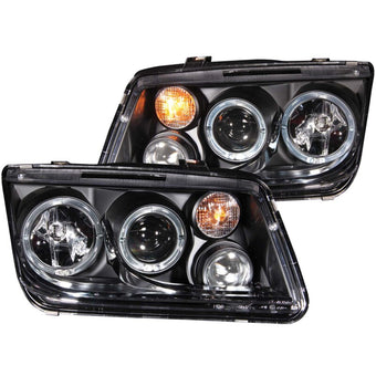 compare product ANZO 1999-2005 Volkswagen Jetta Projector Headlights w/ Halo Black (CCFL)