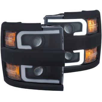 compare product ANZO Projector Headlights With Plank Style Design Black w/Amber 15-17 Chevrolet Silverado 2500/3500