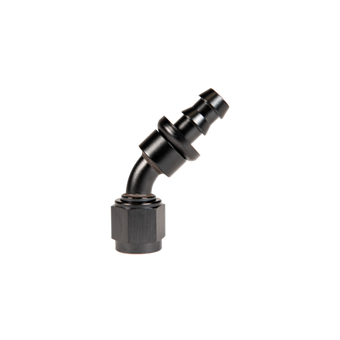 compare product Fleece Performance Universal -8AN 45Deg to Hose Barb - Black