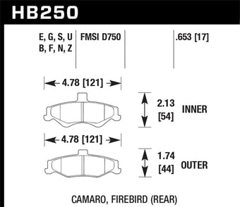 compare product Hawk 98-02 Chevrolet Camaro SS/Z28 / 98-02 Pontiac Firebird HT-10 Race Rear Brake Pads