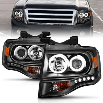 compare product ANZO 2007-2014 Ford Expedition Projector Headlights w/ Halo Black
