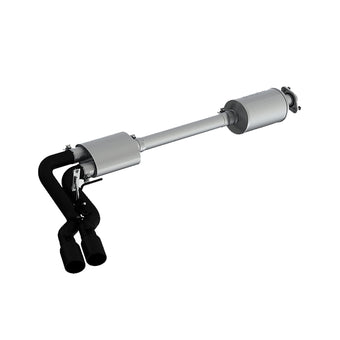 compare product MBRP 15-20 Ford F150 Pre-Axle 4in OD Tips Dual Outlet 3in Black Coated Cat Back Exhaust
