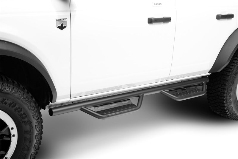 N - Fab 21 - 22 Ford Bronco 4 Door SRW RS Nerf Step - Full Length - 2in - Tex. Black - My Store