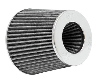 compare product K&N Universal Filter Chrome Round Tapered White - 4in Flange ID x 1.125in Flange Length x 5.5in H