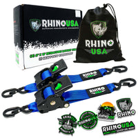 Rhino USA Retractable Ratchet Straps (2Pk 2Inx10Ft) Blue - My Store