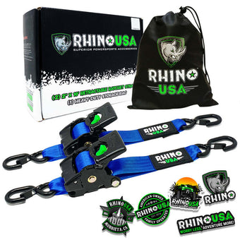 compare product Rhino USA Retractable Ratchet Straps (2Pk 2Inx10Ft) Blue