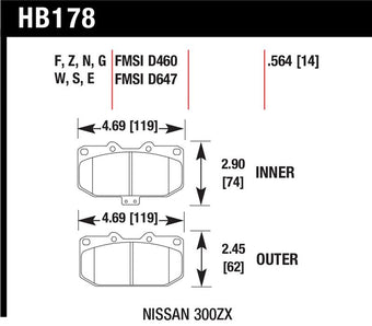 compare product Hawk 06-07 WRX / 89-96 Nissan 300ZX / 89-93 Skyline GT-R Performance Ceramic Front Pads