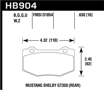 compare product Hawk 15-17 Ford Mustang HPS 5.0 Rear Brake Pads