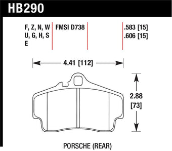 compare product Hawk 98 Porsche 911 Targa / 99-08 911 Carrera 4 / 00-06 Boxster S Blue 9012 Rear Brake Pads