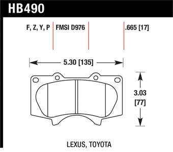 compare product Hawk 00-06 Toyota Tundra / 03-16 Toyota 4Runner Performance Ceramic Street Front Brake Pads