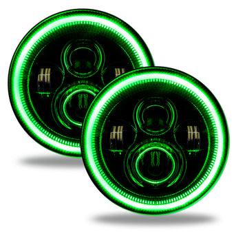 compare product Oracle 7in High Powered LED Headlights - Black Bezel - Green